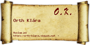 Orth Klára névjegykártya